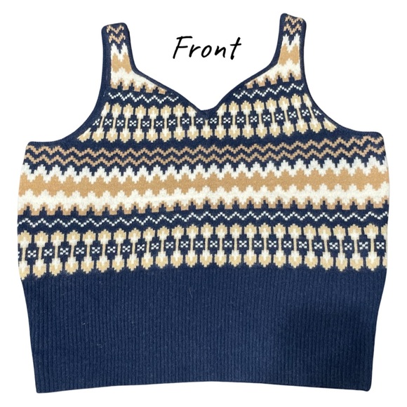 J.Crew Cashmere Fair Isle tank top Color: Navy Hthr Acorn - Picture 8 of 11